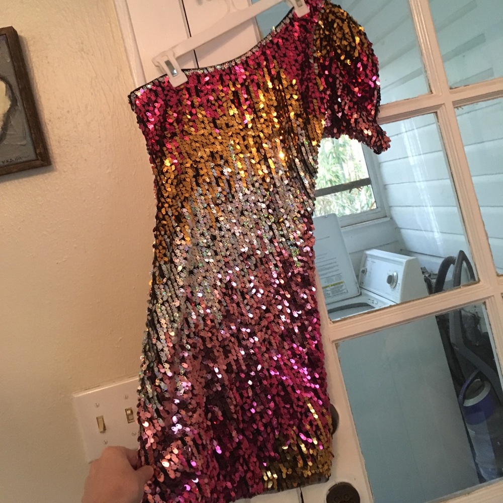 One shoulder sequin bacci dress